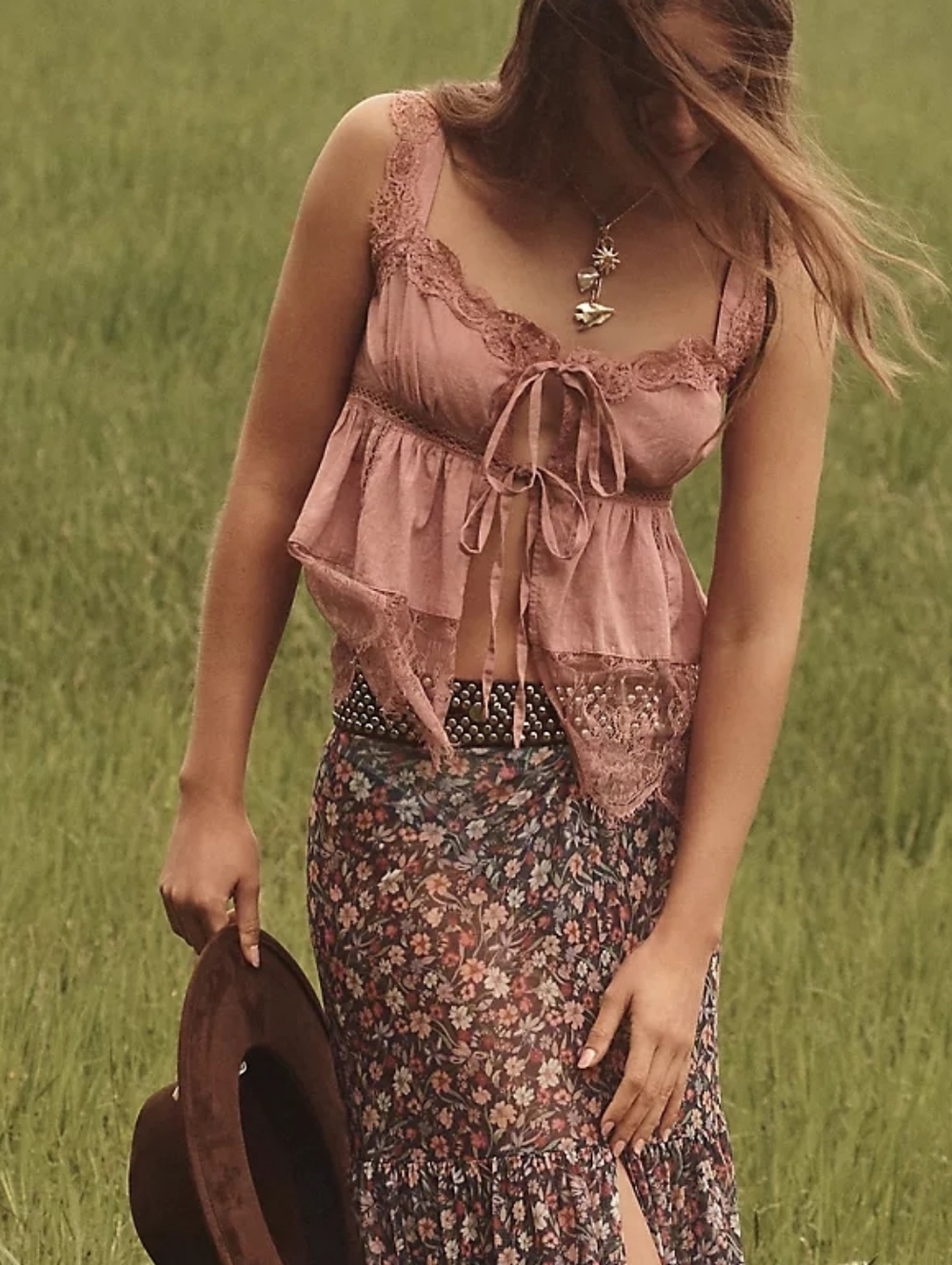 By Anthro Tie Lace Flyaway Top